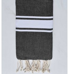 Fouta en Coton Recyclé noir Fouta Tunisia - 1 2