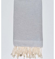 Fouta nid d'abeille unie gris clair Fouta Tunisia - 1
