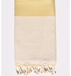 Fouta nid d'abeille ocre clair  - 1
