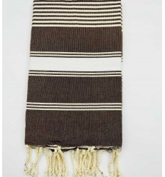Fouta Dina marron avec rayures Fouta Tunisia - 1