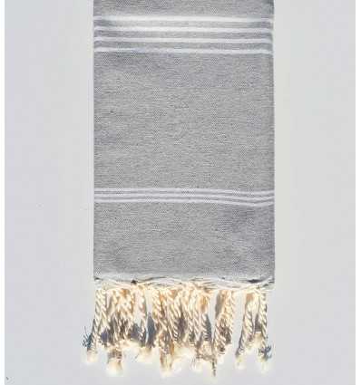 Fouta Mykonos en Coton Recyclé gris clair Fouta Tunisia - 3