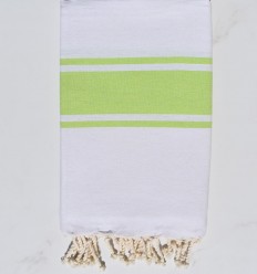 Fouta en Coton Recyclé blanche avec bandes vert anis Fouta Tunisia - 1 2