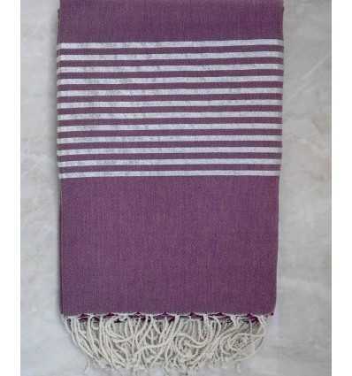 Grande fouta mauve au fil lurex argenté