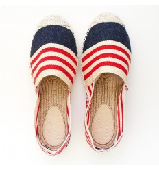 Espadrille Femme Marine, Écru et Rouge Crabster - 1 2