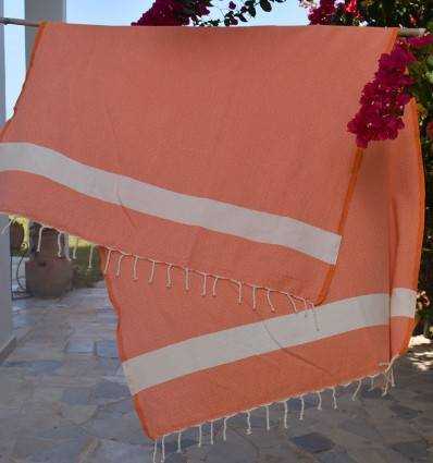 Fouta Diamant orange corail Fouta Tunisia - 2