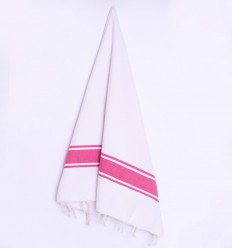 Fouta Plate Blanche bandes rose Fouta Tunisia - 1 2