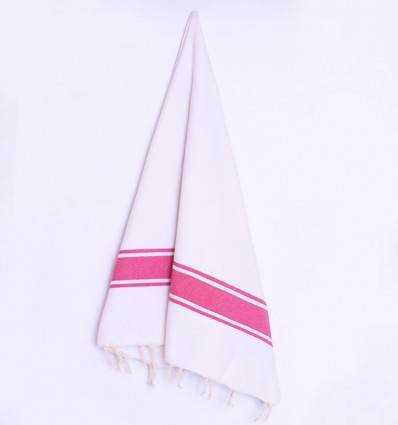 Fouta Plate Blanche bandes rose Fouta Tunisia - 2