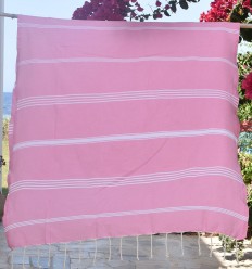 Fouta Mykonos en Coton Recyclé rose Fouta Tunisia - 1 2