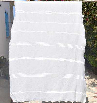 Fouta Mykonos en Coton Recyclé gris clair Fouta Tunisia - 4