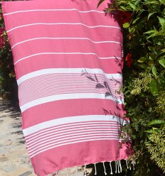 Fouta arthur en Coton Recyclé rose fuchsia Fouta Tunisia - 1 2