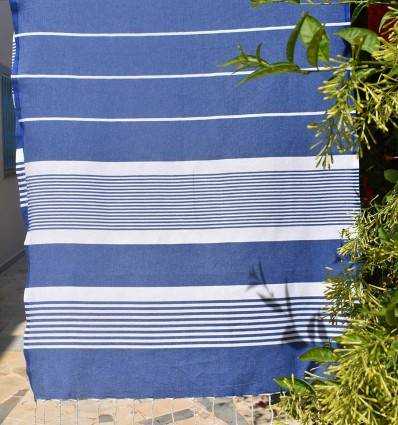 Fouta arthur en Coton Recyclé bleu Fouta Tunisia - 5