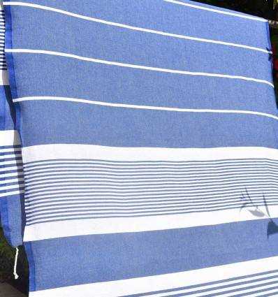 Fouta arthur en Coton Recyclé bleu Fouta Tunisia - 3