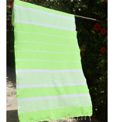 Fouta arthur en Coton Recyclé vert fluo Fouta Tunisia - 1 2