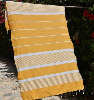 Serviette de plage arthur jaune foncé Fouta Tunisia - 2