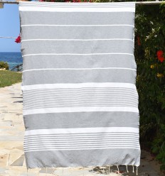 Fouta arthur bleu gris avec rayures Fouta Tunisia - 1