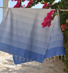 Fouta Portofino en Coton Recyclé bleu Fouta Tunisia - 1 2