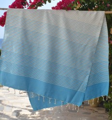Fouta Portofino en Coton Recyclé bleu azur Fouta Tunisia - 1 2