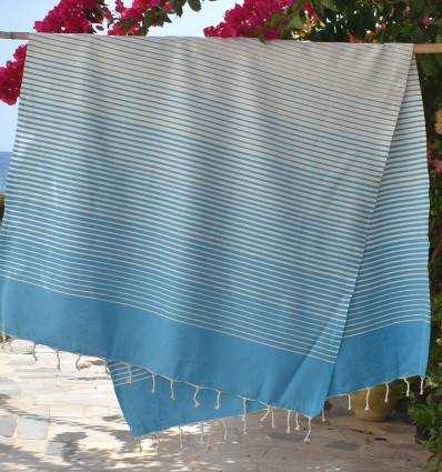 Fouta Portofino en Coton Recyclé bleu azur Fouta Tunisia - 2