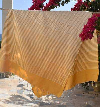 Fouta Portofino en Coton Recyclé jaune moutarde Fouta Tunisia - 2