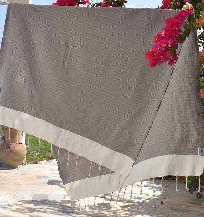 Fouta PIQUE-PIQUE taupe Fouta Tunisia - 2