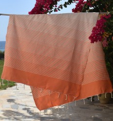 Fouta Portofino en Coton Recyclé orange Fouta Tunisia - 1 2