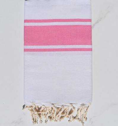 Fouta Plate Blanche bandes rose clair Fouta Tunisia - 2