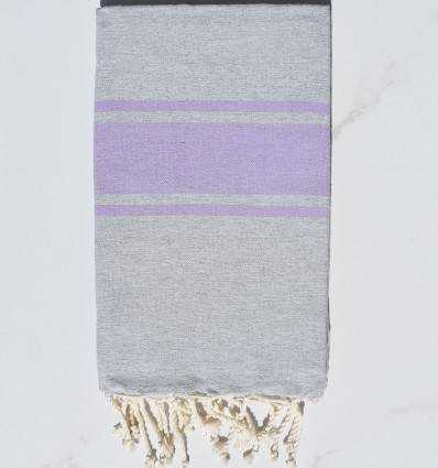 Fouta gris bandes parme Fouta Tunisia - 3