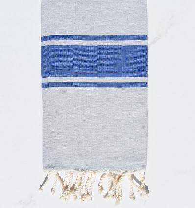 Fouta gris bandes bleues Fouta Tunisia - 3