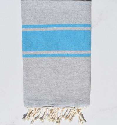 Fouta gris bandes azur Fouta Tunisia - 3