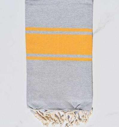 Fouta gris bandes jaune Fouta Tunisia - 3