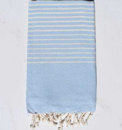Fouta Portofino en Coton Recyclé bleu ciel Fouta Tunisia - 3