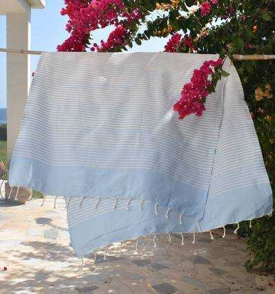 Fouta Portofino en Coton Recyclé bleu ciel Fouta Tunisia - 2