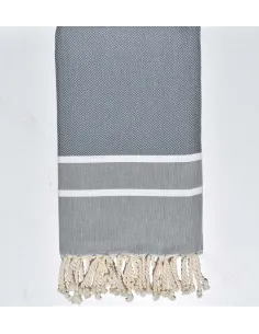Fouta chevron gris avec broderie