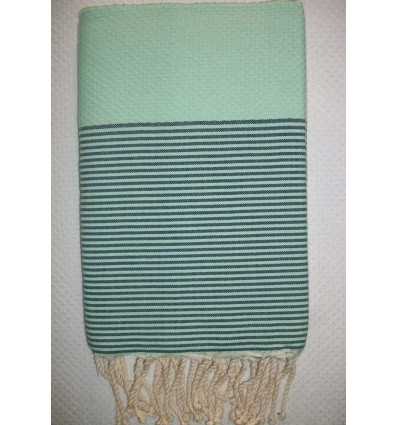 Fouta vert sauge rayée vert anglais