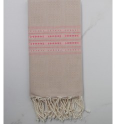 Fouta thalasso beige et rose 