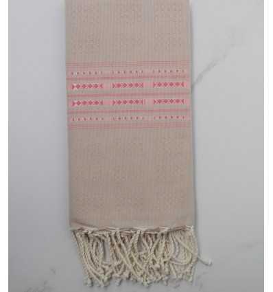 Fouta thalasso beige et rose