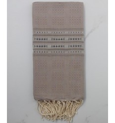 Fouta thalasso taupe avec des motifs 