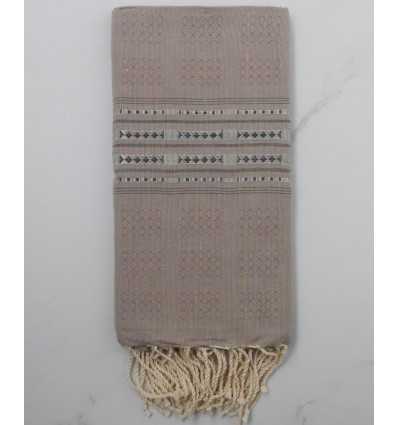 Fouta thalasso taupe avec des motifs