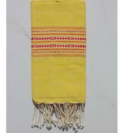 Fouta thalasso jaune orpiment et rouge