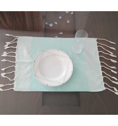 Mini fouta turquoise au fil lurex argenté 