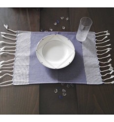 Mini fouta bleu guède au fil lurex argenté 