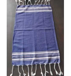 Mini fouta bleu nuit rayée rose clair 