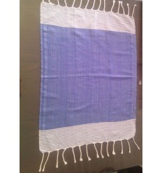 Mini fouta bleu rayée blanc 