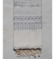 Fouta Khlela blanc crème 