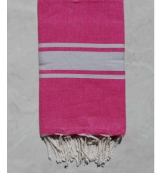 Fouta Plate rose bande gris clair