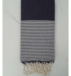 Fouta Lurex nid d'abeille bleu nuit 