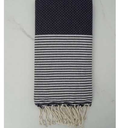 Fouta Lurex nid d'abeille bleu nuit