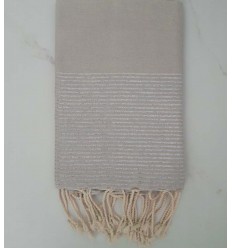 Fouta Lurex plate gris perle 