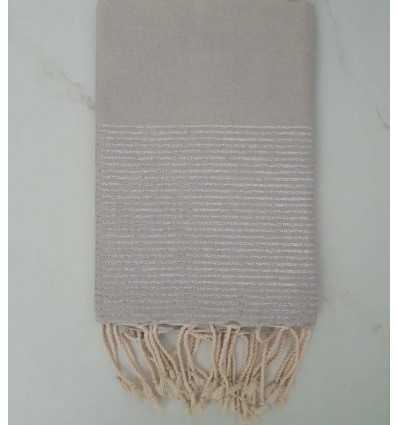 Fouta Lurex plate gris perle