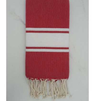 Fouta lurex rouge carmin bande blanche